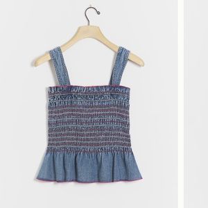 Pilcro Smocked Denim Top